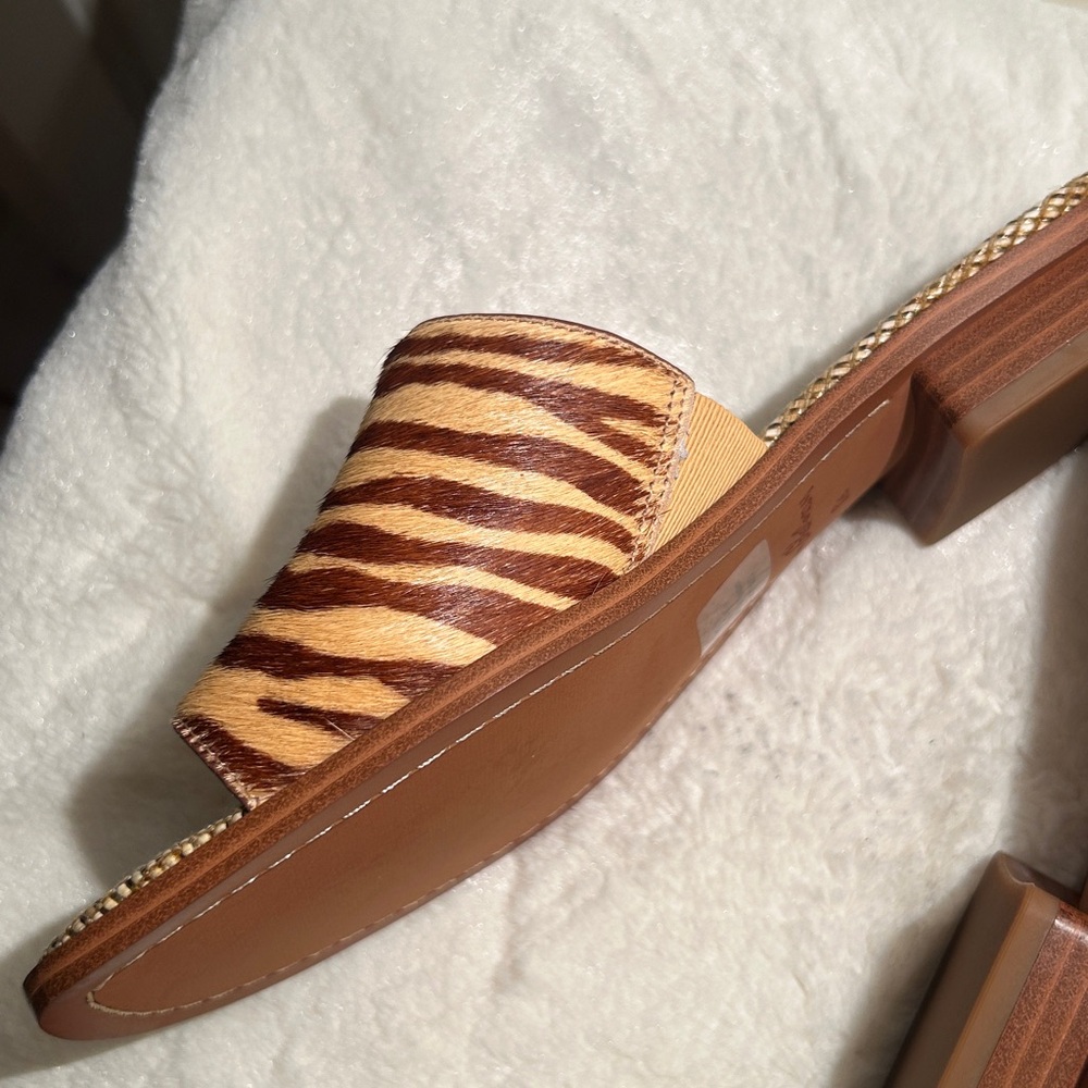 Sam Edelman Sabrina Tan Zebra Slide Sandals - Picture 9 of 16
